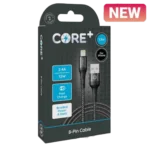 CORE+ 8-Pin Cable 1.5m Braided Grey 2.4A/12W Fast Charge