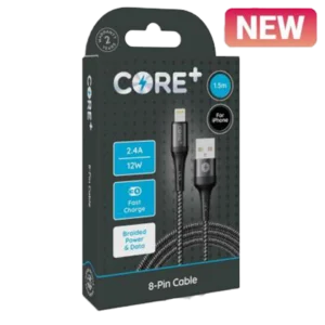 CORE+ 8-Pin Cable 1.5m Braided Grey 2.4A/12W Fast Charge