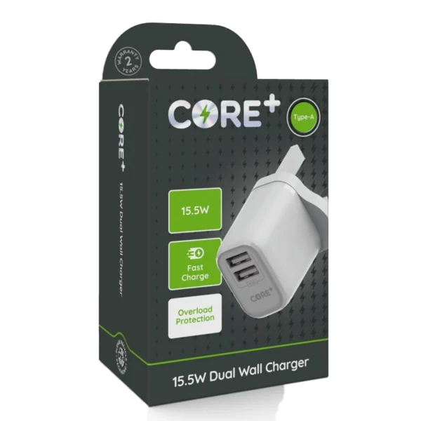 CORE+ Type-A 15.5W Dual Wall Charger