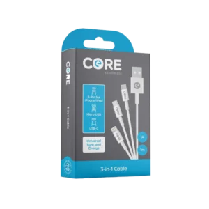 Core 3-in-1 Cable 1m PVC White 1A/5W