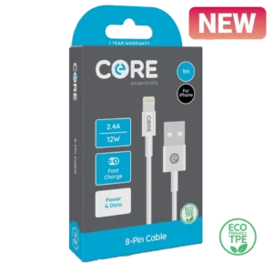 Core 8-Pin Cable 1m TPE White 2.4A/12W Fast Charge