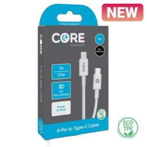 Core 8-Pin to Type-C Cable 1m TPE White 3A/27W PD