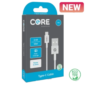 Core Type-C Cable 1m TPE White 2.4A/12W Fast Charge