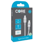 Core Type-C to C Cable 1m TPE White 3A/60w PD